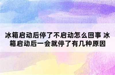 冰箱启动后停了不启动怎么回事 冰箱启动后一会就停了有几种原因